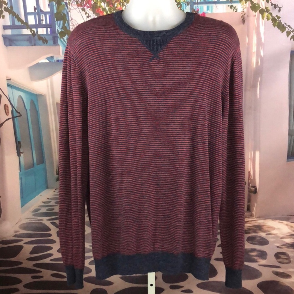 J. Crew Burgundy and Navy Striped Pullover